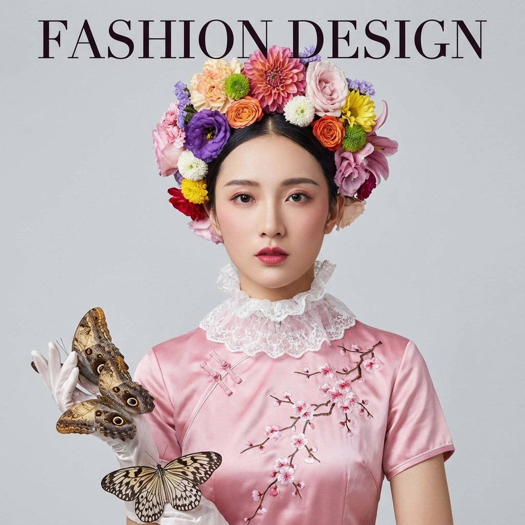 A beautiful woman wearing a pink cheongsam, floral (#pic_155)