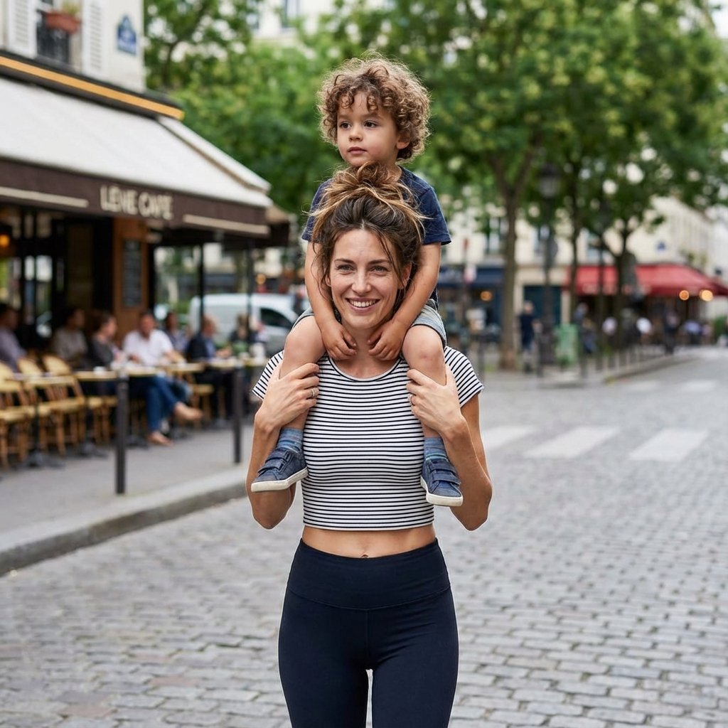 a tall french woman with a messy bun (#pic_235)