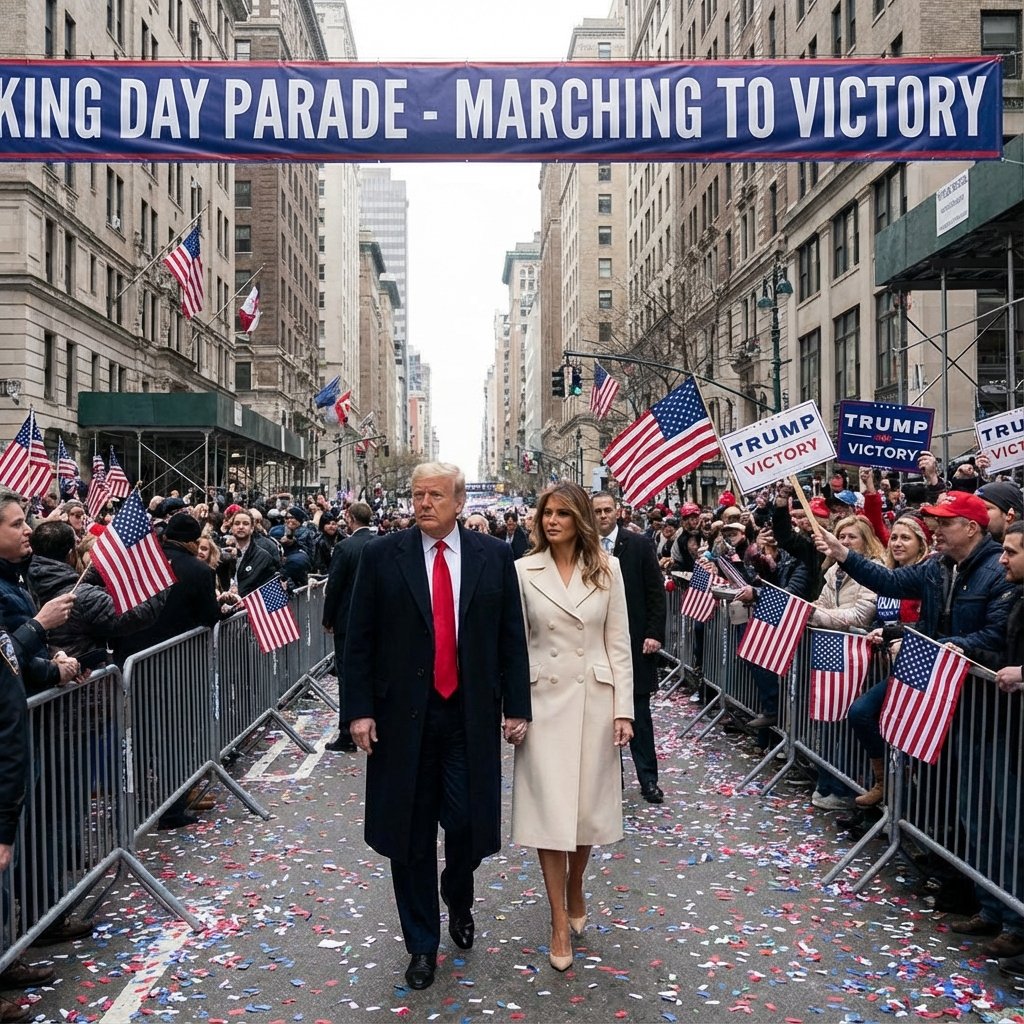 President Trump and Melania marching to victory in (#pic_240)