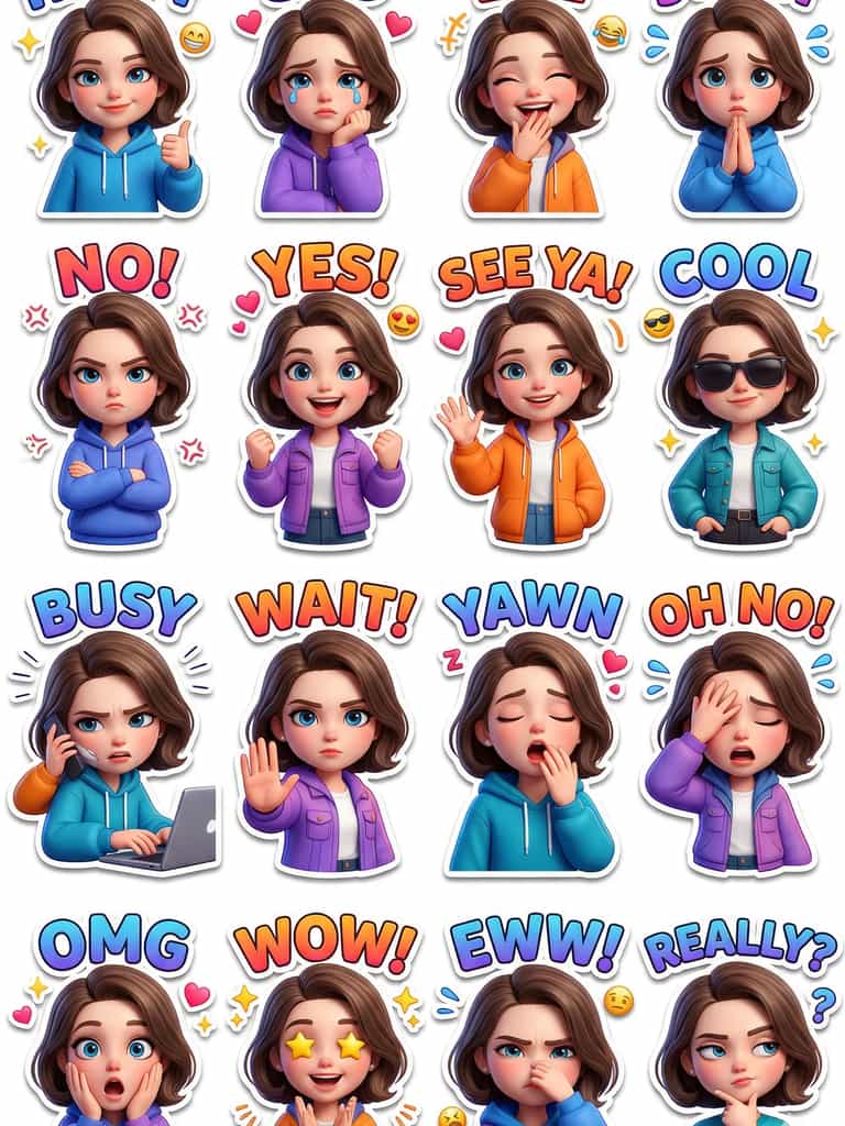 Expressive Girl Sticker Pack (#pp_670)