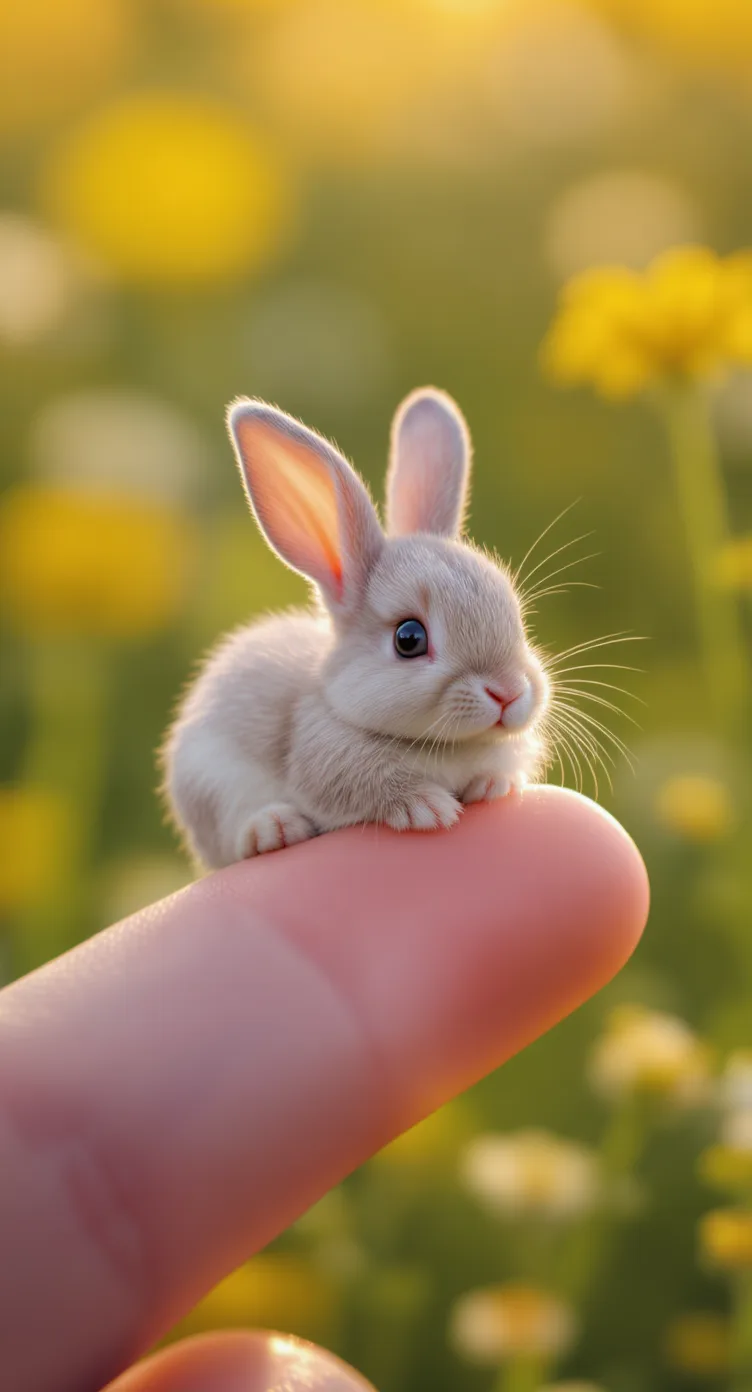 Tiny Rabbit on Finger