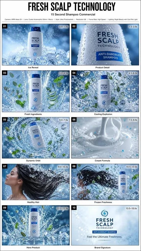 Anti-Dandruff Shampoo Commercial Storyboard