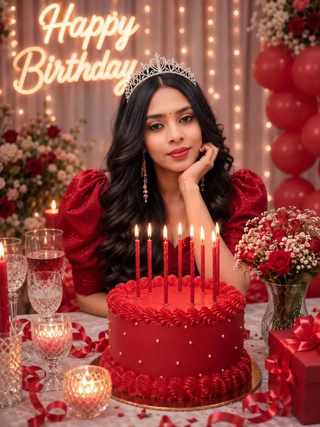 Birthday Girl with Cake