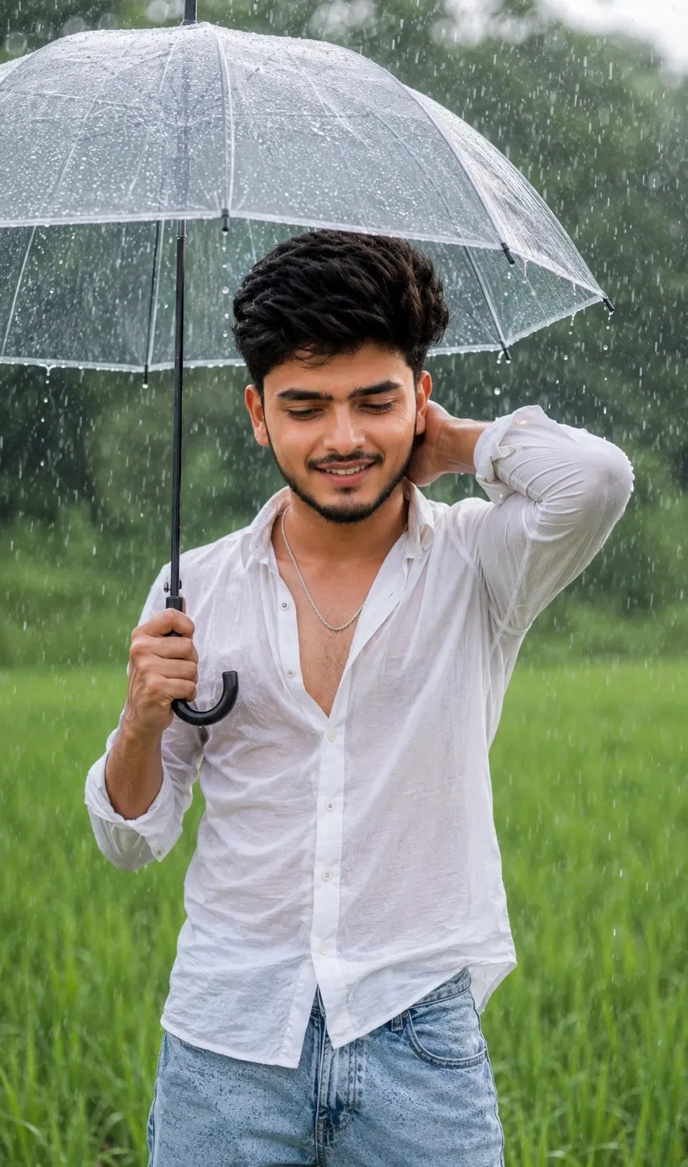 Boy in rain