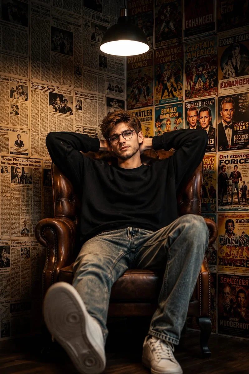Cinematic Man in Chesterfield Chair