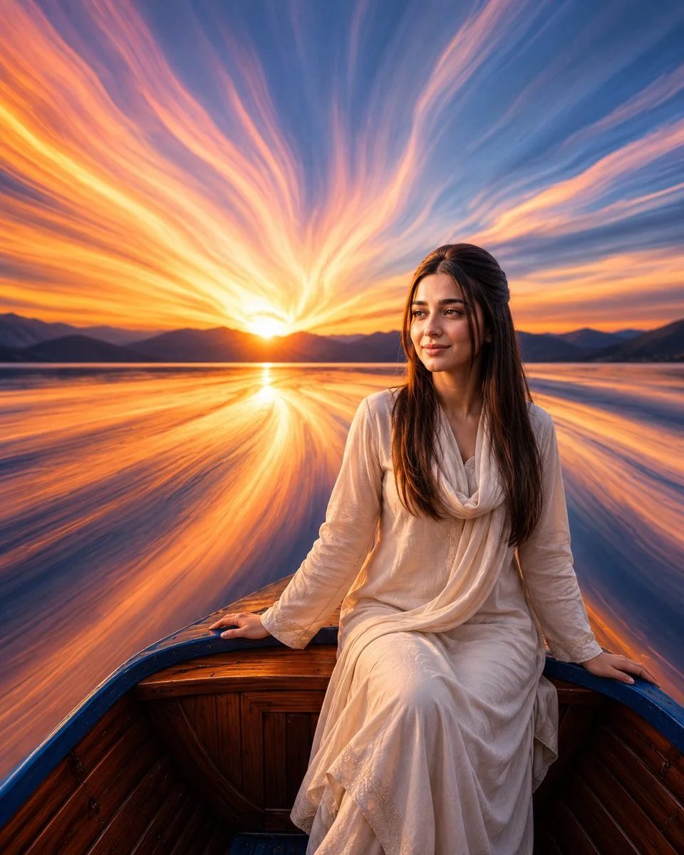 Cinematic Sunset Boat Scene