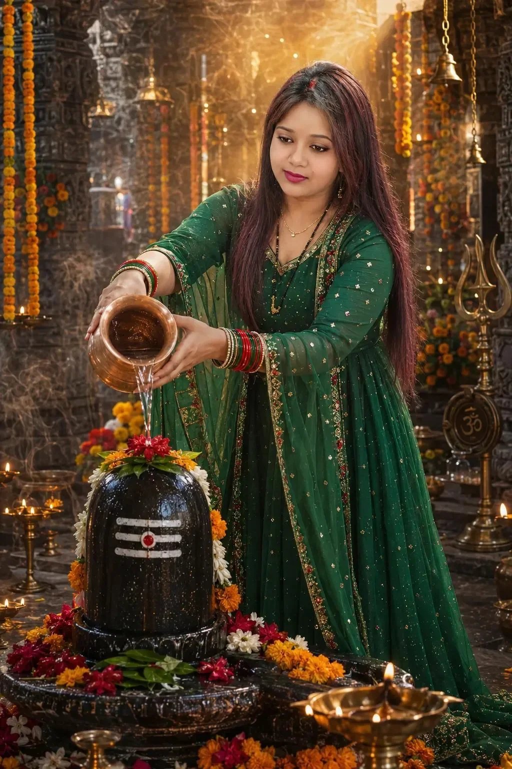 Devoted Indian Woman to Shiva