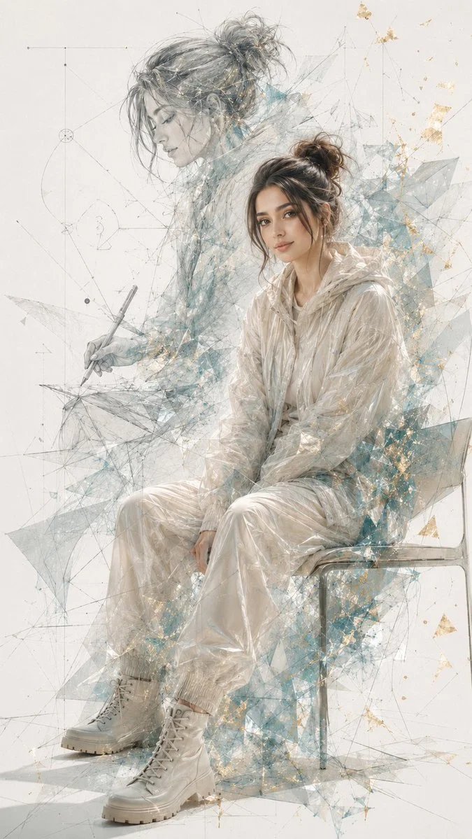 Editorial portrait with double exposure