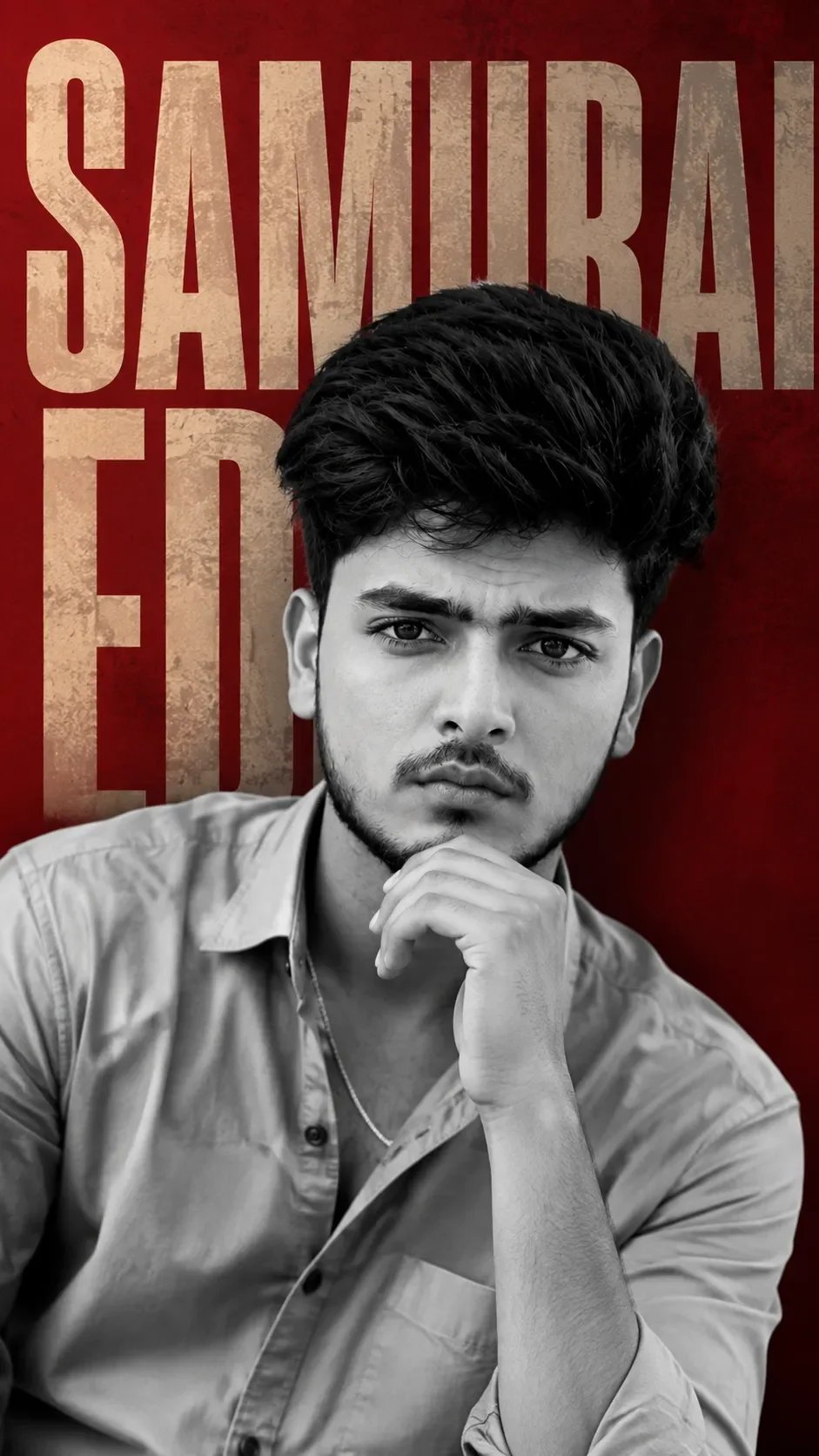 Editorial Portrait with Red Poster