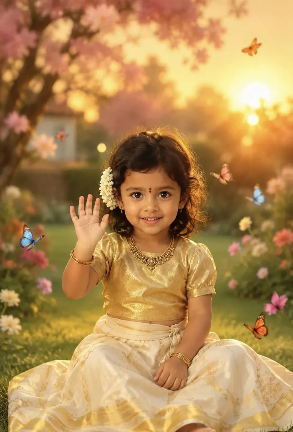 Girl in Garden Painting