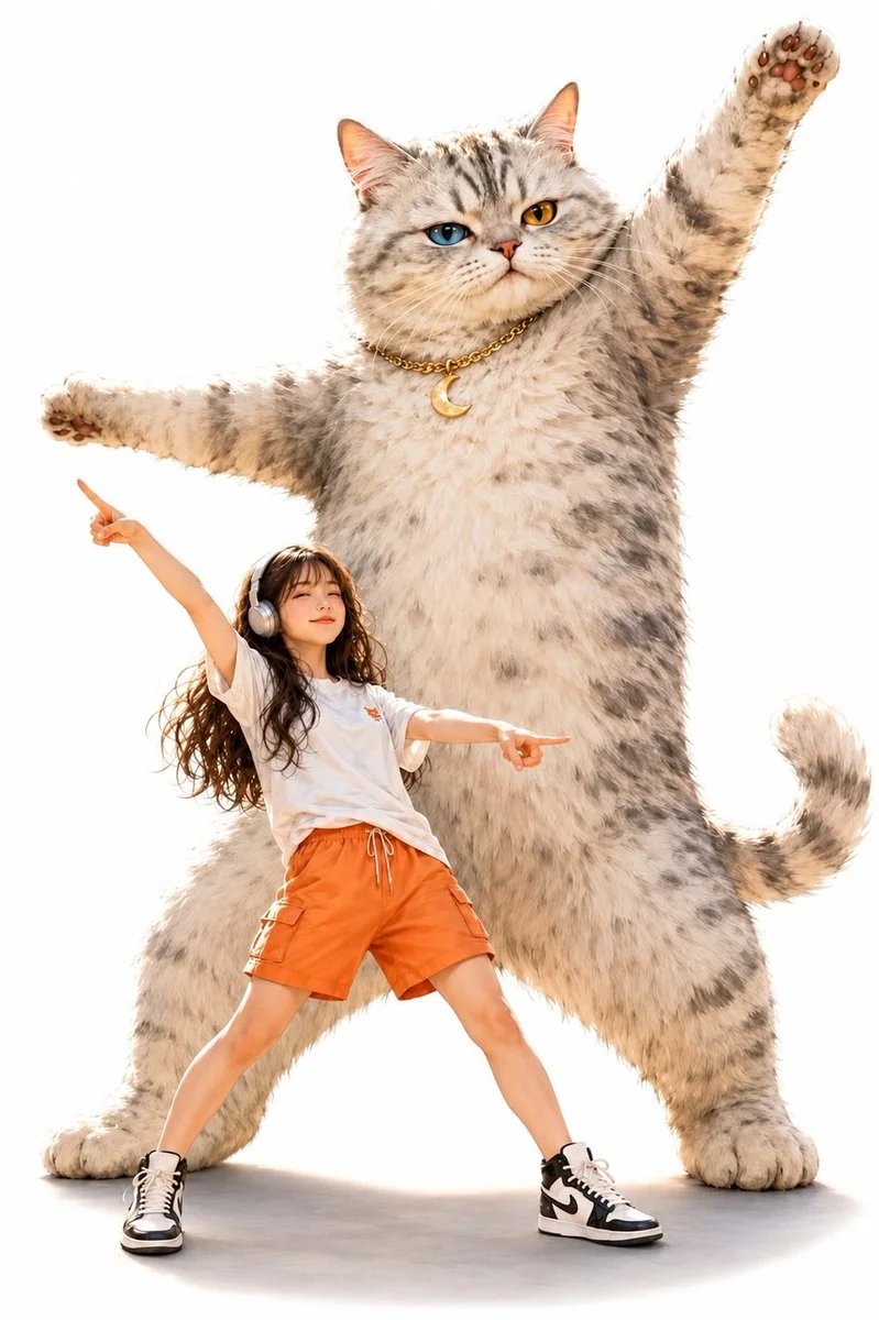Human and Cat Character Duo