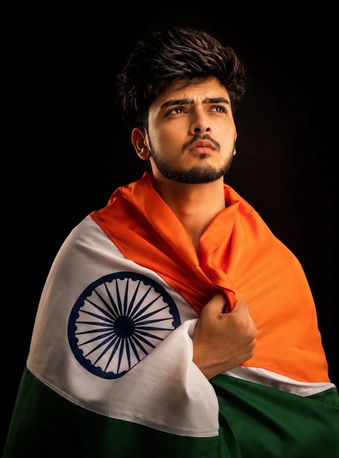 Indian boy flag pose