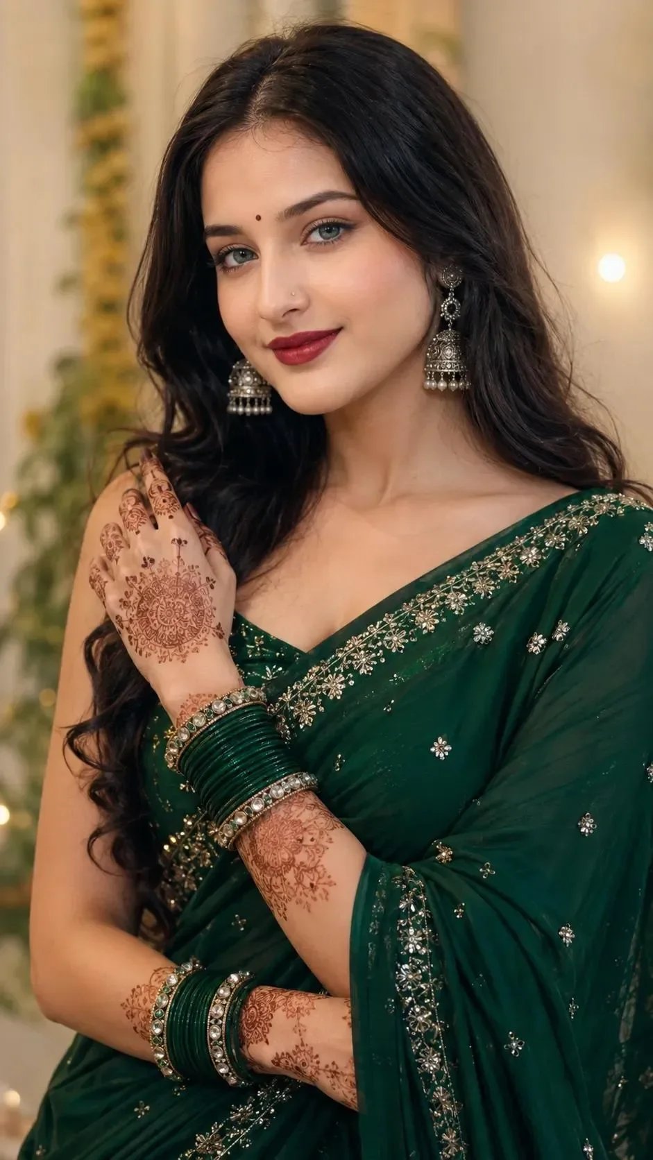 Indian woman in embroidered saree