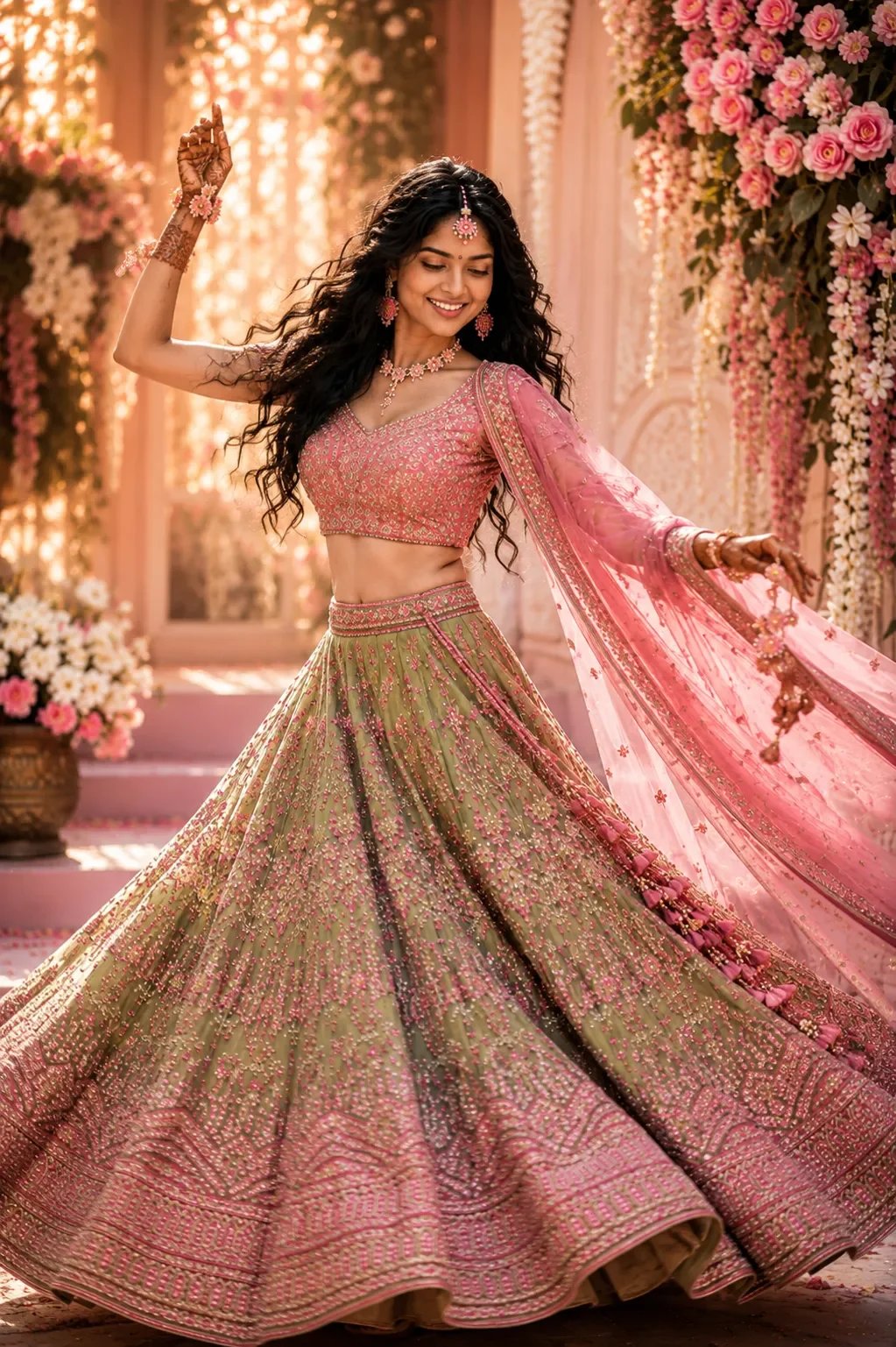 Indian Woman in Palace Courtyard