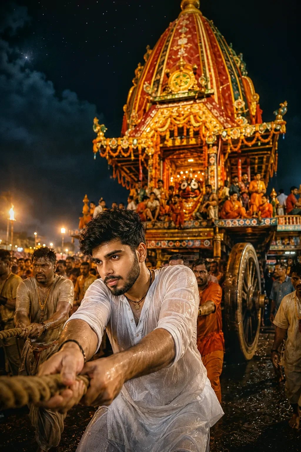 Jagannath Rath festival at night