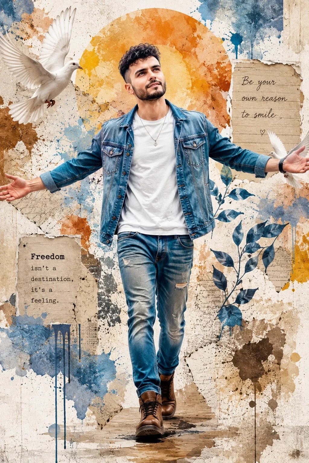 Joyful Man Collage