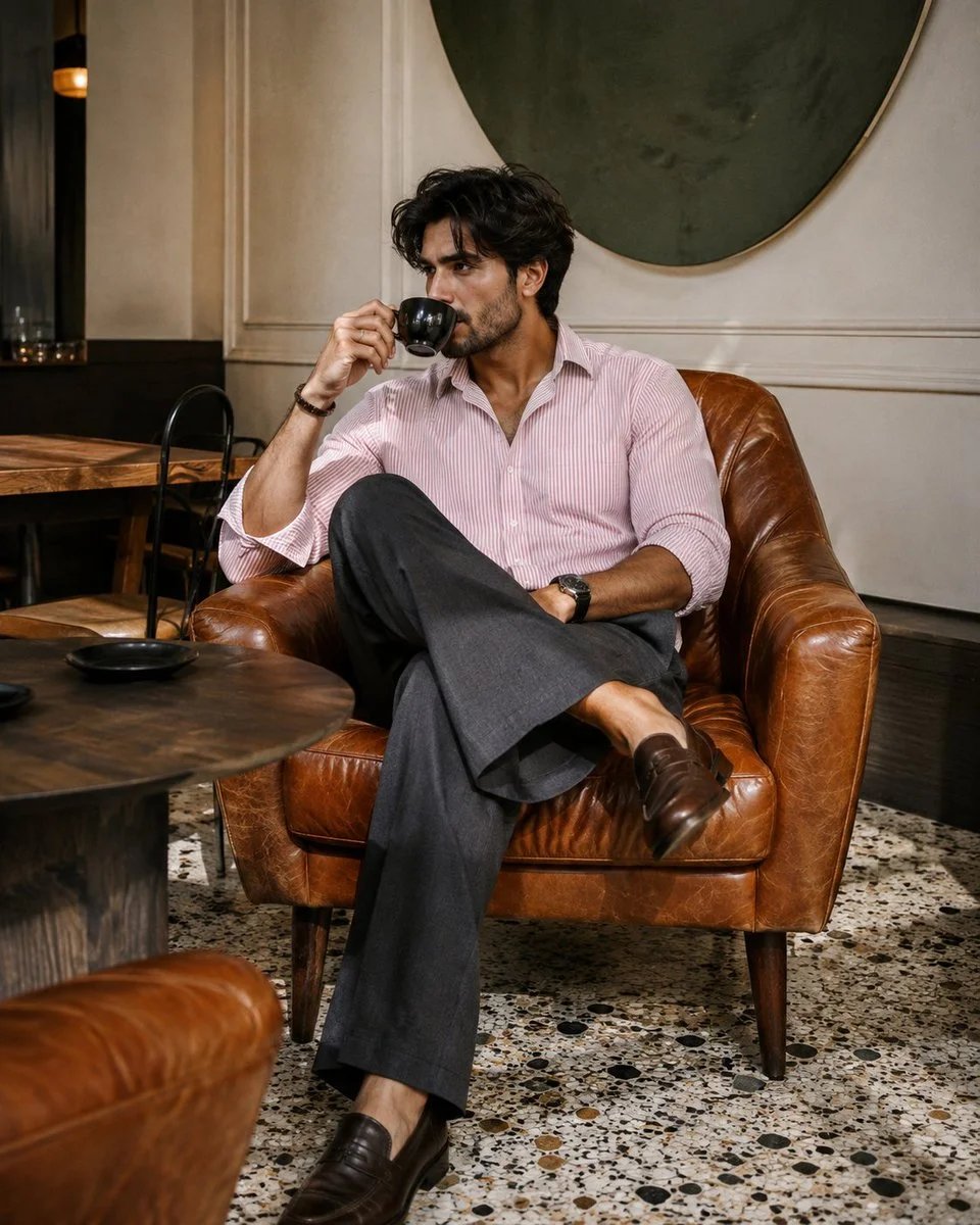 Man in Modern Cafe