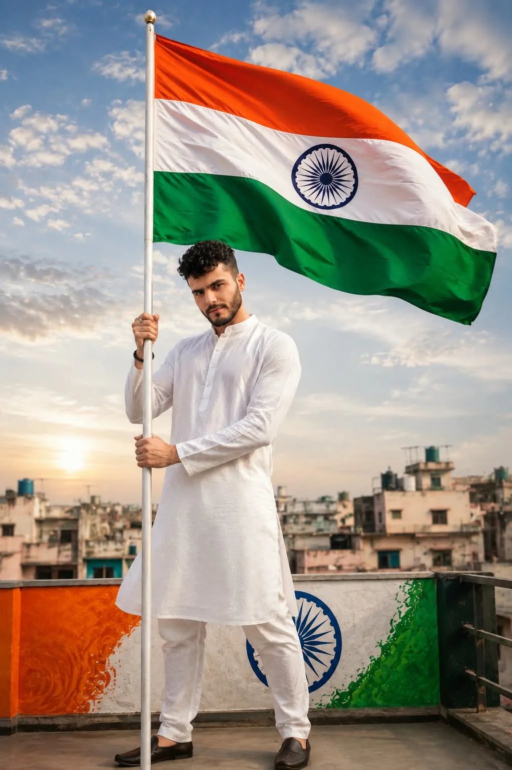 Man with Indian Flag