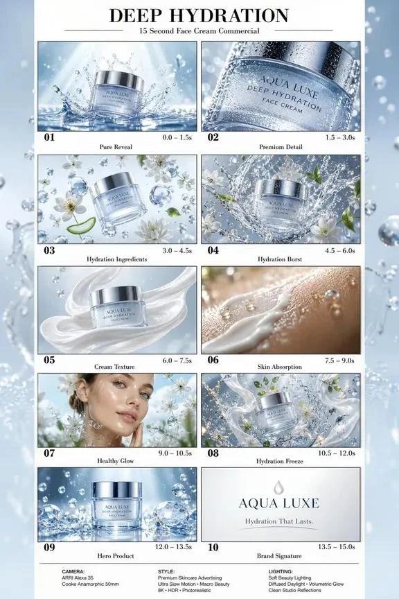 Premium Skincare Commercial Storyboard