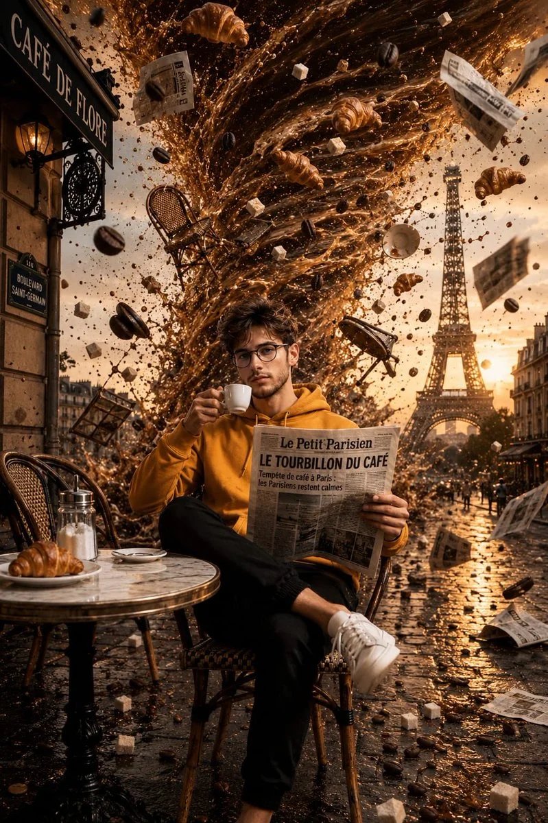 Surreal Parisian Cafe Scene