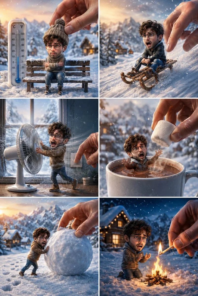 Whimsical Winter Adventure Collage