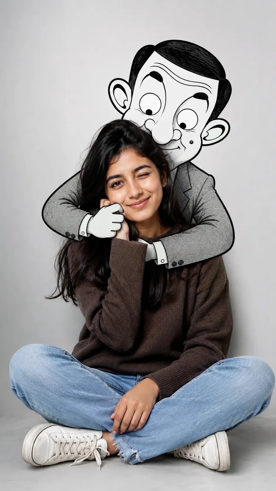 Woman and Mr. Bean Portrait