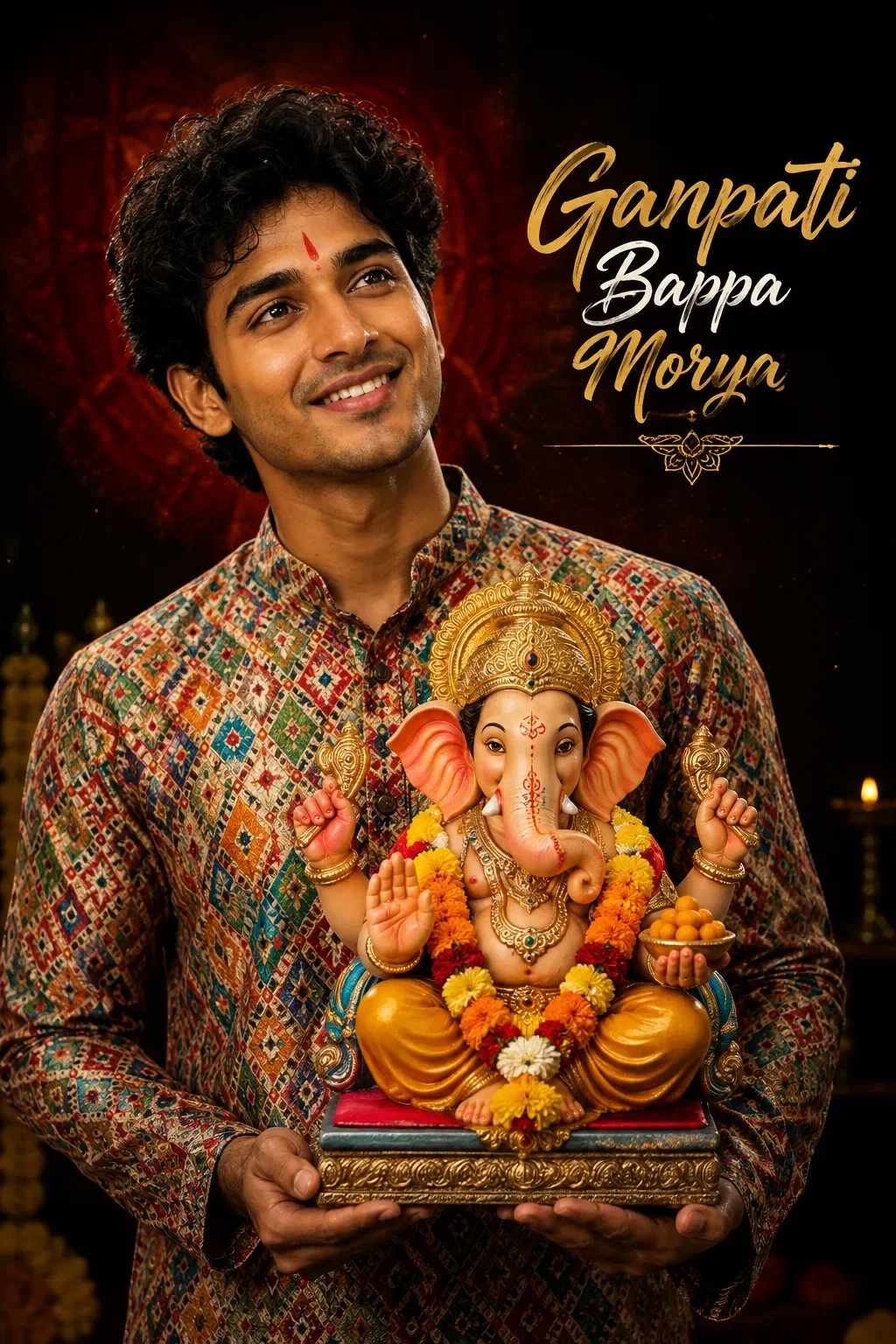 Young Indian man celebrates